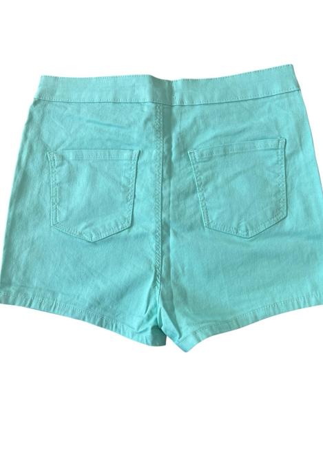 Blugi scurți damă de vară – elastici, mulați, cu buzunare la spate, verde deschis, Engros